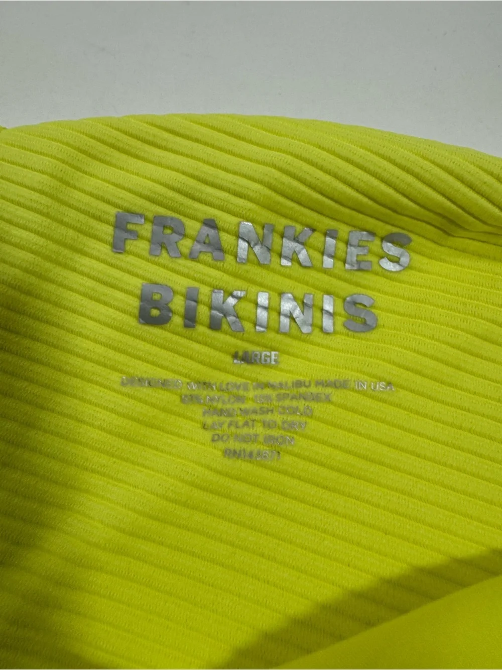 Frankies Bikinis Neon Yellow Ribbed Cheeky Bottom